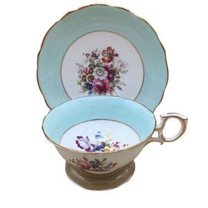 VTG Hammersley English Hand-Painted Bone China Tea Cup & Saucer Artist Signed: F
